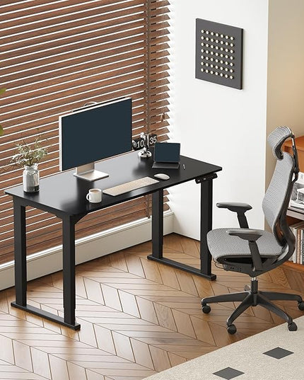 SANODESK 4-Leg Standing Desk, Electric Height Adjustable Desk with Memory Presets for Home Office, Stand up Desk Computer Workstation, 55x28 Inches Black