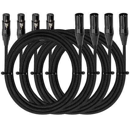 Premium XLR to XlR Cable (10 Feet 4-Pack) Noise-Canceling Balanced Wire Connector, 3 Pin XLR Microphone Cables Oxygen-Free Copper (OFC) Male to Female Mic Cord for Speaker Mixer, Studio,Podcast