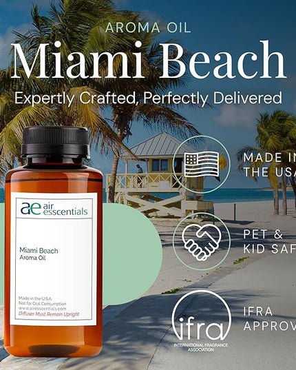 Miami Beach Aroma Oil, Essential Oils Blend for Diffusers & Scent Machines, Fresh Cologne Scent with Citrus & Musk Notes, Aromatherapy, Cold Air Diffuser Compatible, 300 mL
