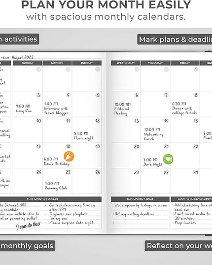 Clever Fox Planner Large – Undated Weekly & Monthly Planner for Productivity, Time Management & Goals – Organizer Journal – 7x10” (Black)