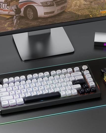 XVX PBT Keycaps - White Keycaps MOA Profile, Japanese Key caps 75 60 100 Percent, Dye-Sublimation, Custom 137 Keys Set for 100%, 75%, 65%, 60% Mechanical Keyboard, Bow