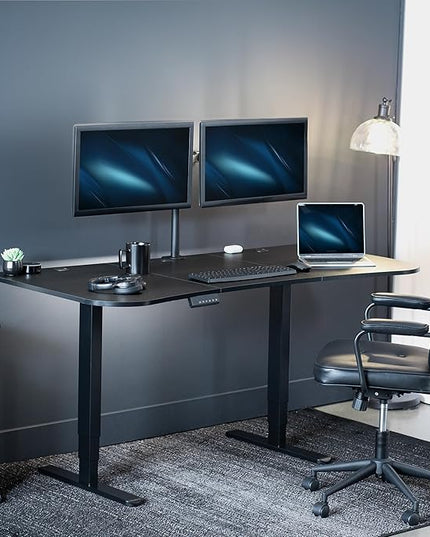 VIVO Electric 63 x 32 in Dual Motor Standing Desk, Memory Height Adjustment, 2B Series, Black Top Black Frame, DESK-KIT-2B1B