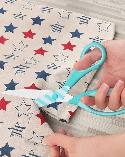 Uaugulft Scissors, Sharp Blades with Pattern, Soft Grip Handle, Multi-Purpose Scissors Set of 3 Suitable for Families, Office, and School Use, Blue