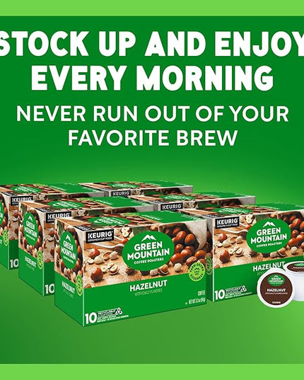 Green Mountain Coffee Roasters Hazelnut, Keurig Single Serve K-Cup Pods, Light Roast Coffee, 60 Count, (6 Packs of 10)
