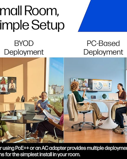 Poly Studio V12 – USB Video Bar for Small Rooms - 4K 20MP Camera, AI-Enhanced Audio, Noise Cancellation, Poly Lens Management - Microsoft Teams, Zoom & Google Meet Compatible - Thoughtfully Made