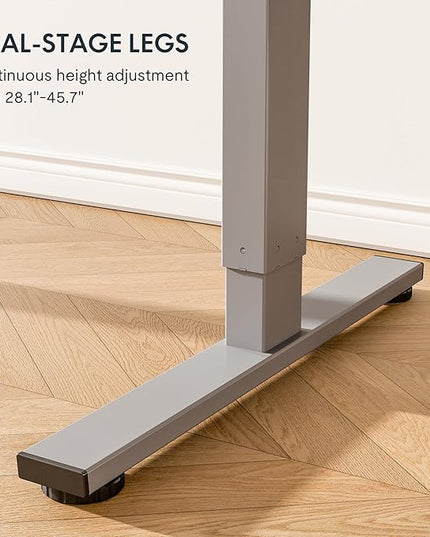 FLEXISPOT EN1 One-Piece Adjustable Stand Up Desk - 48 x 30 Inches Electric Standing Desk with Seamless Desktop (Silver Frame + Mahogany Top, 2 Packages)
