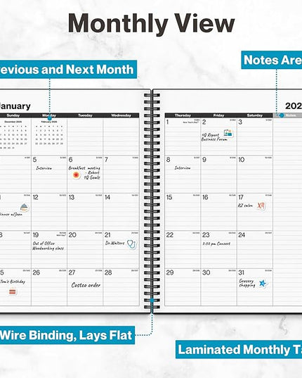Dunwell Daily Planner 2026, 8.5x11 Appointment Book, 15-Min Hourly Schedule, Jan to Dec 2026, Large Planner with Laminated Tabs, Premium Paper Quality