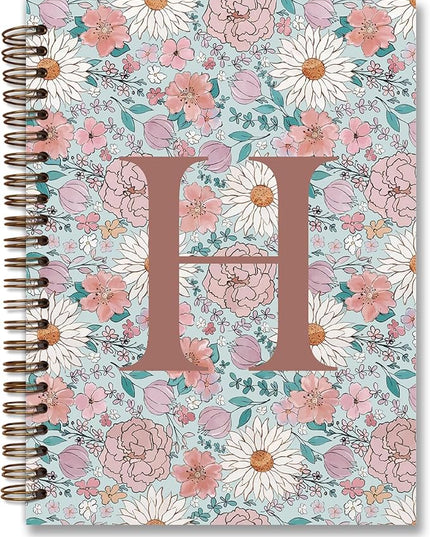 Vintage Floral Personalized Notebook, Initial Letter H Notebook Journal ,Vintage Flower Notebook for Work School Office Supplies,,Monogrammed Notebook for Women Teen Girl,Back to School Supplies 5.5 x 8.3