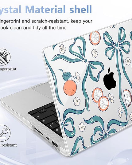 May Chen Case for MacBook Pro 14 inch, Models A2442 A2779 A2918 A2992 A3401 A3185 A3112 A3434, M1 M2 M3 M4 M5 Chip (2021-2025 Release), Plastic Hard Shell Case with Keyboard Cover, Flower & Bows