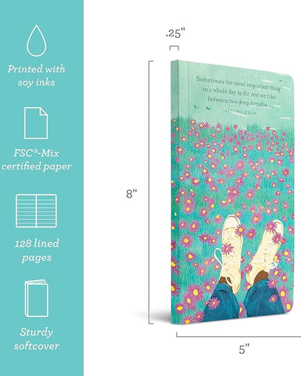 Compendium Softcover Journal - Sometimes the most important thing in a whole day is the rest we take between two deep breaths... – A Write Now Journal with 128 Lined Pages, 5”W x 8”H