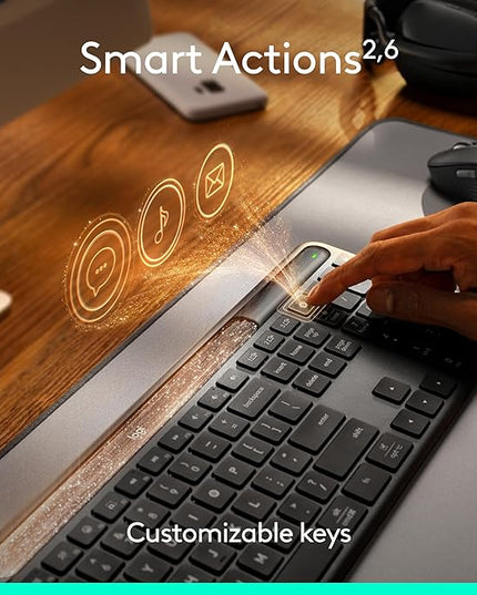 Logitech Signature Slim Solar+ Wireless Bluetooth Keyboard K980, Solar and Artificial Light Powered, Up to 10 Years Battery Life, Customizable Keys - Graphite