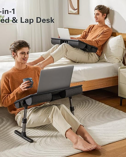 HUANUO Laptop Bed Desk, Laptop Tray Computer Lap Desk for Bed Couch Sofa Floor, Bed Tray for Working, Eating, Foldable Lap Stand Table with Height Adjustment & 35° Adjustable Tilt Angle, HNLD19