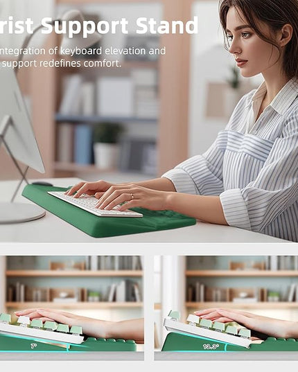 Ospelelf Keyboard Wrist Rest Pad, Comfy Ergonomic Keyboard Stand Riser Holder, Computer Wrist Support Cushion forTyping, Green