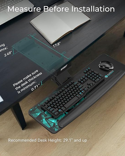EUREKA ERGONOMIC Height Adjustable Mouse & Keyboard Tray Under Desk, 28x10'' Large Slide Out Swivel Tilt Computer Keyboard Drawer with Mouse Pad for Gaming Home Office Desk, Dual Mount