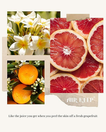 Airkeep Reed Diffuser Set,3.38 fl oz (100 ml) - Grapefruit Lemon Oil Diffusers with 8 Reed Sticks,Home Fragrance Reed Diffuser for Bathroom Shelf Decor