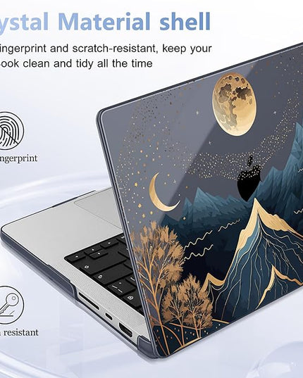 May Chen Case for MacBook Pro 14 inch, Models A2442 A2779 A2918 A2992 A3401 A3185 A3112 A3434, M1 M2 M3 M4 M5 Chip (2021-2025 Release), Plastic Hard Shell Case with Keyboard Cover, Starry Mountain