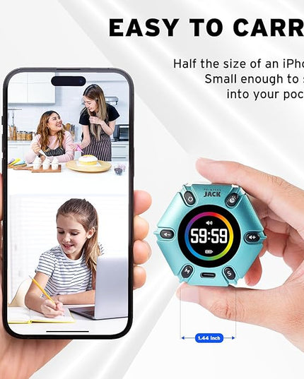 Pomodoro Timer, Magnetic Visual Timer with Flip Countdown, Silent & Alarm, Tools for Anyone, Cube Digital Timer for for Work, Kitchen Cooking, Study, 3/5/10/25/30/60min & Custom Countdown - Turquoise