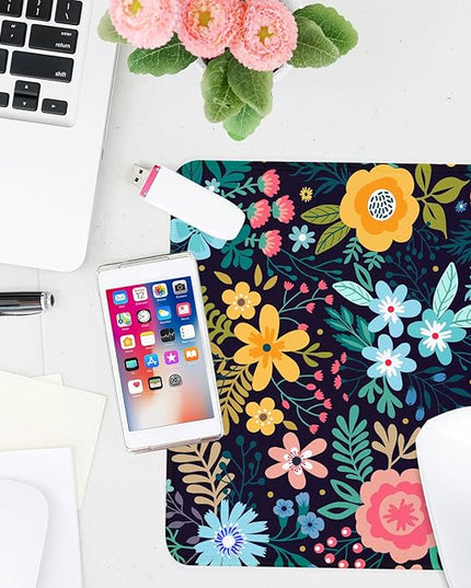 Flower Square Mouse Pad,Non-Slip Rubber Base Mouse Pad,Home Office Decoration Desktop Accessory,Laptop Mouse Pad for Office Laptops,9.4x7.8x0.12inch 5