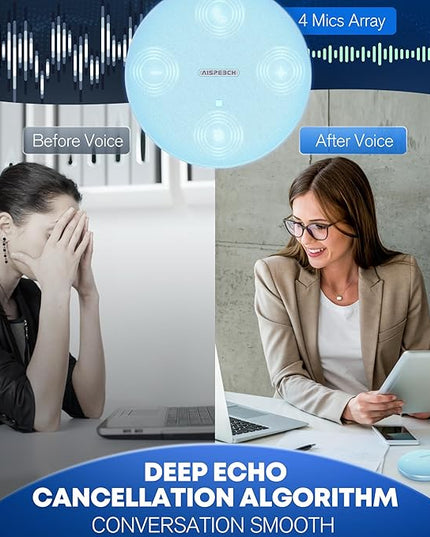 Bluetooth Conference Speakerphone M4 with AI Noise Reduction, AI Summaries, AI Transcription with 60-Language Support, 13FT 360° Voice Pickup,10-Hour Battery Life for Zoom and Teams, Blue