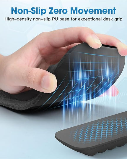MEKASS Ergonomic Wrist Rest for Keyboard and Mouse, Soft Memory Foam Keyboard Wrist Rest Set with Non-Slip Silicone Base, Easy Typing, Pain Relief, Comfort for Office, Work, Gaming (Classic Black)
