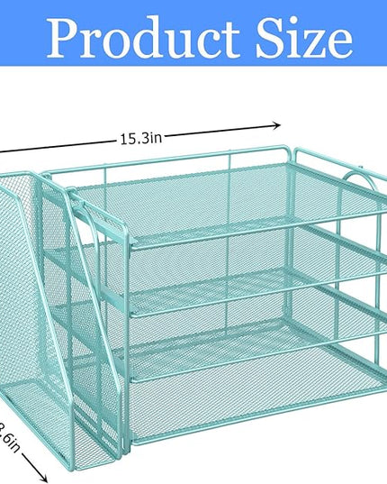 gianotter 4-Tier Paper Organizer With Magazine Holder, Desk Organizers and Accessories, Desk Accessories & Workspace Organizers, File Organizer for Office Supplies Storag (Blue, 4-Tier)