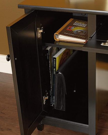 Sauder Edge Water Computer Desk with Storage Drawers, Home Office Desk, in Estate Black