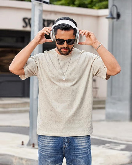 COOFANDY Men's Cotton T-Shirts Oversized Shirt Short Sleeves Streetwear Loose Fit Summer Tee Tops Washed Basic Unisex Shirts