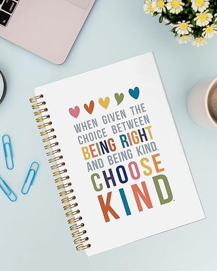 VNWEK Inspirational Notebook,Inspirational Quotes Spiral Notebook Journal 5.5x8.3 Inch,Inspirational Journal,Motivational Journal,Motivational Notebooks,Choose Kind