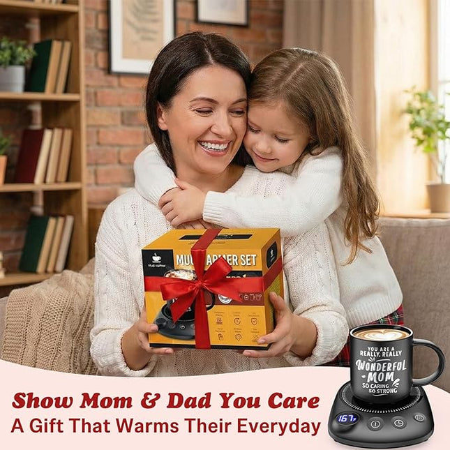 KitchekShop Coffee Mug Warmer - Fastest Heating & Highest Temperature, Coffee Cup Warmer for Desk Auto Shut Off, 4 Temp Settings & 1-12H Timer, Smart Electric Beverage Warmer for Coffee (Glossy Black)