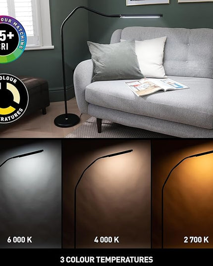 Daylight Electra U35231 Floor Lamp Modern Design, Adjustable Color Temperature Cool, Warm, Black, 1 Count
