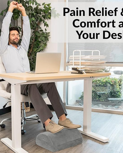 ComfiLife Foot Rest for Under Desk at Work – Adjustable Height Memory Foam Foot Stool for Under Desk, Office Chair & Gaming Chair – Ergonomic Footrest for Back & Hip Pain Relief (Gray)