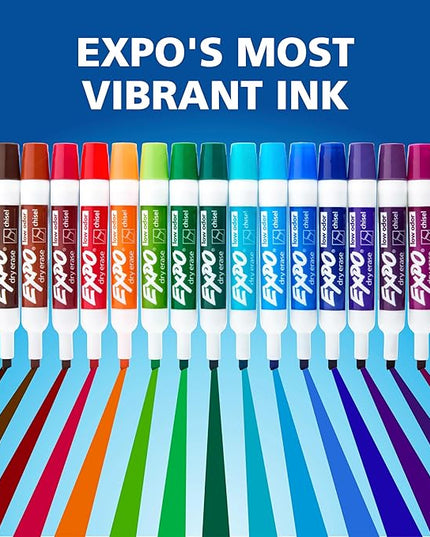 Expo Low Odor Dry Erase Markers Assorted Colors Chisel Tip - Pack of 16