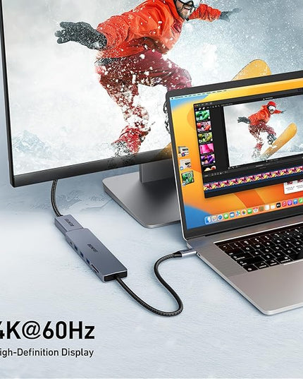 BENFEI USB C HUB 7-in-1 with HDMI(4K@60Hz,Certified), 100W Power Delivery, 3*USB 3.0, SD/TF Card Reader(160MB/s) Compatible with iPhone 15 Pro/Max, MacBook, iPad Pro, iMac, S23, XPS17