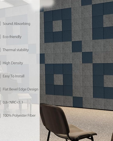 12 Pack Acoustic Panels Self Adhesive Sound Proof Foam, High Density Sound Acoustic Panel, 12X12X0.4 Inch Square Panels in Home, Office, Reccording Room, Studio,and more(Moonlight Grey)