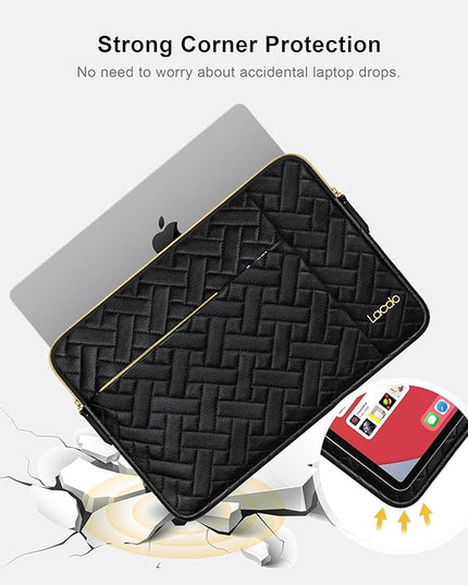Lacdo Laptop Sleeve Case for 14 inch New MacBook Pro M5/M4/M3/M2/M1 Chips Pro Max A3434 A3112 A3401 A3185 A2918 A2992 A2779 2025-2021, 13.8" Surface Laptop 7th Copilot+PC Computer Bag, Elegant Black