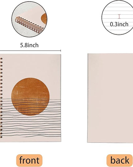 VNWEK Abstract Boho Terracotta Sun Sunset Ocean Wave Spiral Notebook Journal 5.5 x 8.3 inches,Boho Lined Hardcover Spiral Notebook,Boho Gifts for Women Teen Girls Teens