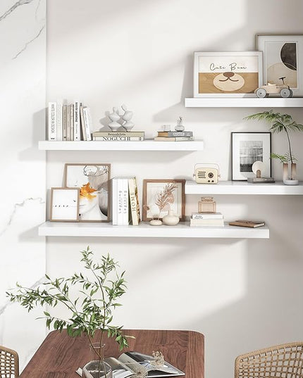 RICHFOCUS 55Inch Floating Shelves for Wall 1 Pack Shelves for Bedroom|Kitchen|Bathroom Wall Mounted Rustic Wood Floating Shelf with Invisible Brackets for Books|Storage|Decor, White