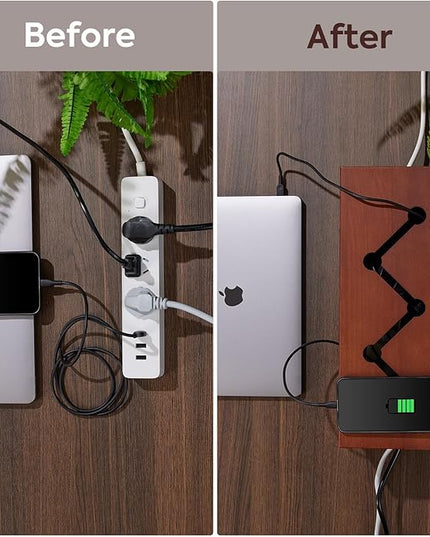 Large Cable Management Box,Cord Organizer Box with Cable Sleeves and Cable Tie,Wooden Cord Hider Box for Wires on Floor,Power Strip Hider for Home,Office,Under Desk