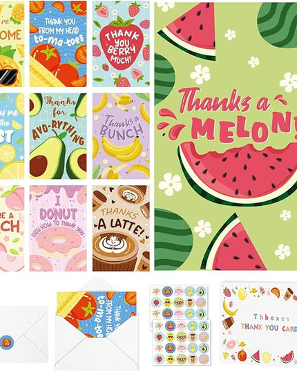 Thboxes 40 Pack Funny Thank You Cards with Envelopes & Stickers, 4×6 in Cute Thank You Card, Blank Cards and Envelopes Greeting Card for Kids Birthday, Wedding, Baby Shower, Thanksgiving, Christmas