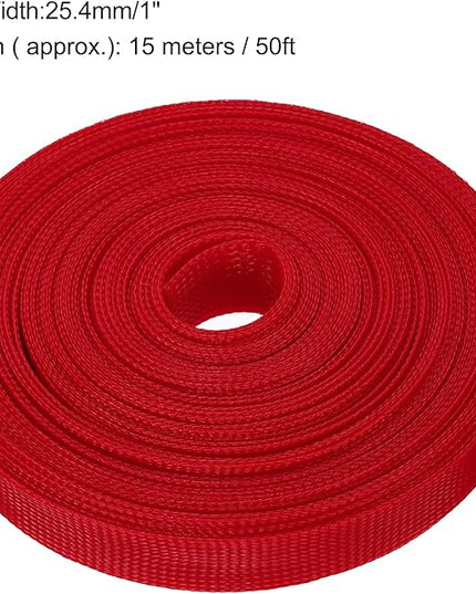 uxcell Expandable Sleeving, 1-inch 50ft Cable Sleeve, Red