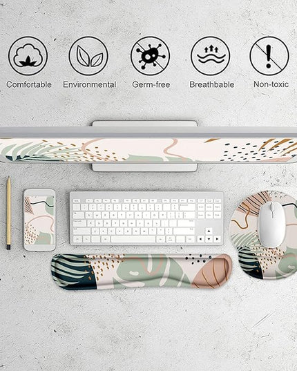 Lateefah Mouse Pad with Wrist Rest, 3-in-1 Gaming Mouse Pad, Keyboard Wrist Rest, Ergonomic Memory Foam Mousepad with Wrist Support for Computer Keyboard