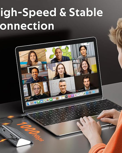 USB C Hub Ethernet,10-in-1 USB C Docking Station with 4K@60Hz HDMI,1Gbps Ethernet, PD 100W,Type C & 2 USB A 3.2 10Gbps, 2 USB A 2.0, SD/TF, Aluminum USB Hub for Laptop,PC, iPhone 17/16,Mac