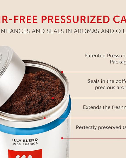 illy Decaf Ground Espresso Coffee, Classico Decaffeinated Medium Roast, 100% Arabica, Premium Italian Coffee, Pre-Ground for Espresso Machines, 8.8oz, 12 Pack