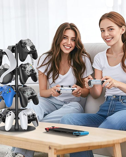 Headset Stand 4 Tiers for Desk, Rotatable Gaming Controller Stand for PS5/PS4/Xbox/Switch2/PS Portal/Phone, Universal PC Gamer Gift Accessory Controller/Headphone Holder for 12 Packs Controller