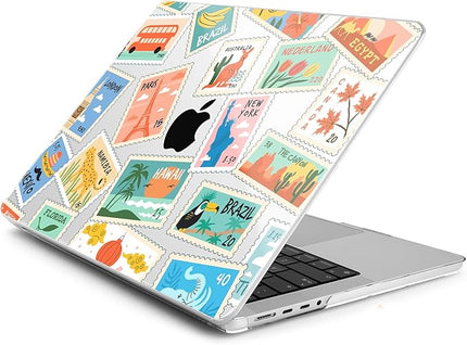 DONGKE Case for M5 MacBook Pro 14 inch 2025 2024-2021 M4 M3 M2 M1, Plastic Hard Shell Cover Compatible with A3434 A3112 A3401 A3185 A2992 A2779 A2442, Retina XDR Display & Touch ID, Post Stamps