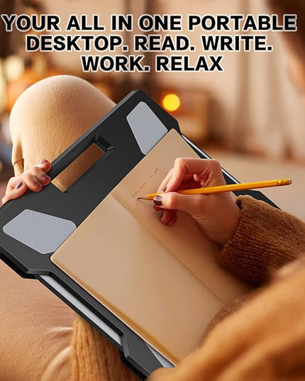 DeskLogics Laptop Lap Desk for Bed & Couch, Portable Laptop Lap Pad with Retractable Left/Right Mouse Pad, Stable & Comfortable Lap Tray for Sofa, Travel, Writing & Home Office