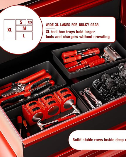 【6 PCS Extra-Large】 Tool Box Drawer Organizer Trays with Non-slip Pads, Heavy-Duty Tool Chest Drawer Organizer for Rolling Tool Chest and Garage Drawers, Truck Toolbox organizer and Workbench Storage
