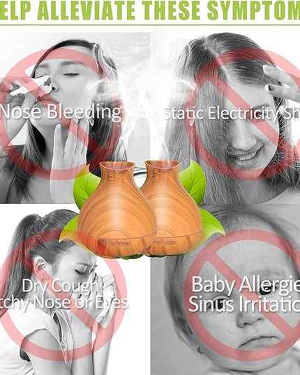 BZseed Aromatherapy Essential Oil Diffuser,2 PCS Humidifier with 550ml Lasting Mist Output Waterless Auto-Off Ultrasonic Diffusers 7 Color LED Lights Cool Mist Humidifier for Large Room, Home