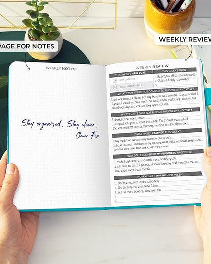 Clever Fox Daily Planner – Undated Planning Notebook with Hourly Schedule & To-Do List – Personal Day Task & Work Organizer, 6 Months (Turquoise)