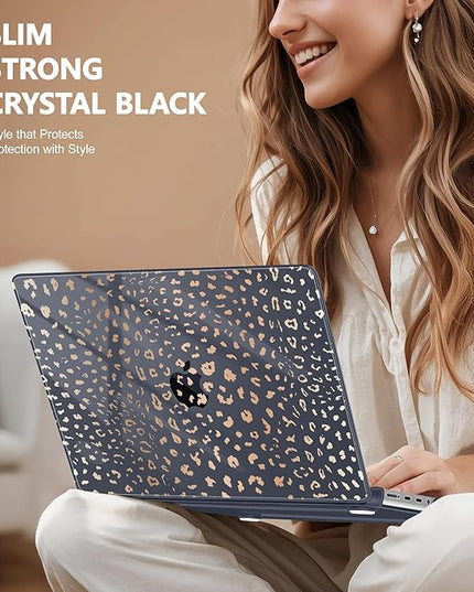 May Chen Case for MacBook Pro 14 inch, Models A2442 A2779 A2918 A2992 A3401 A3185 A3112 A3434, M1 M2 M3 M4 M5 Chip (2021-2025 Release), Plastic Hard Shell Case with Keyboard Cover, Leopard Print